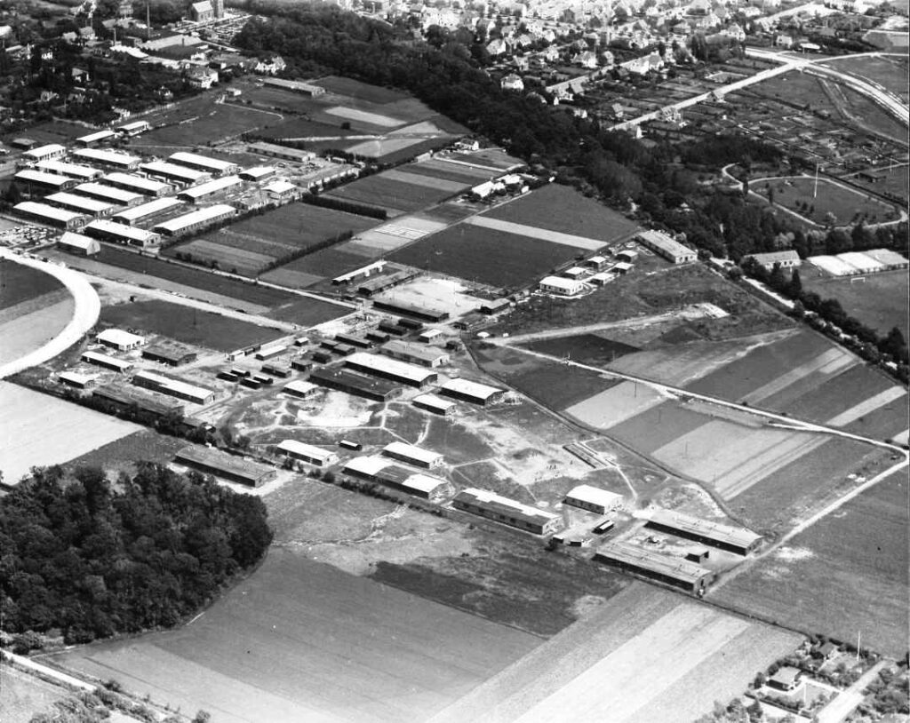 1946. Den største flygtningelejr lå i området Jægervej/Lundevej. Her nåede Hildegard kun at være en dag, da det lykkedes hende at flygte og gemme sig i Den gl. Bydel. Foto: DB Arkiv