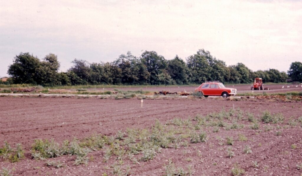 1972. Emma Christensens (Lundevej 98 / nuv. Ulspilsager 87) jorde er nu afmærkede og de første 10 grunde er solgt. Foto: DB Arkiv