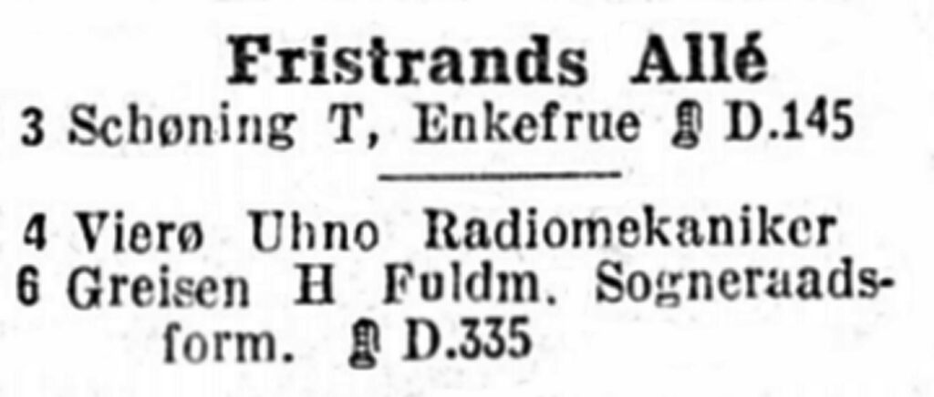 I Kraks Vejviser 1939 finder man vejnavnet “Fristrands Allé”.